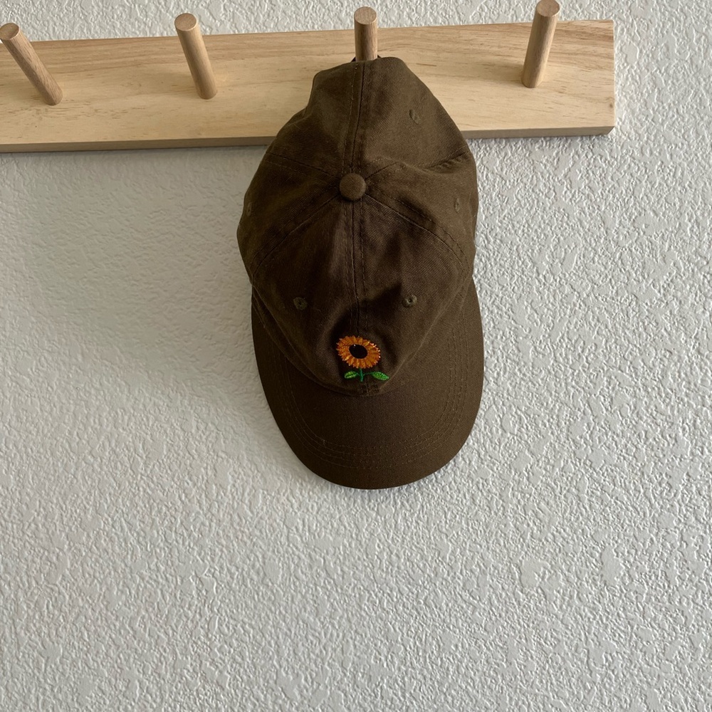 Army Green Sunflower Embroidered Baseball Cap